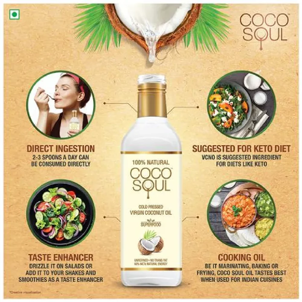 Coco Soul Cold Pressed Natural Virgin Coconut Oil, 1L+250ml Pet Bottle-5.webp